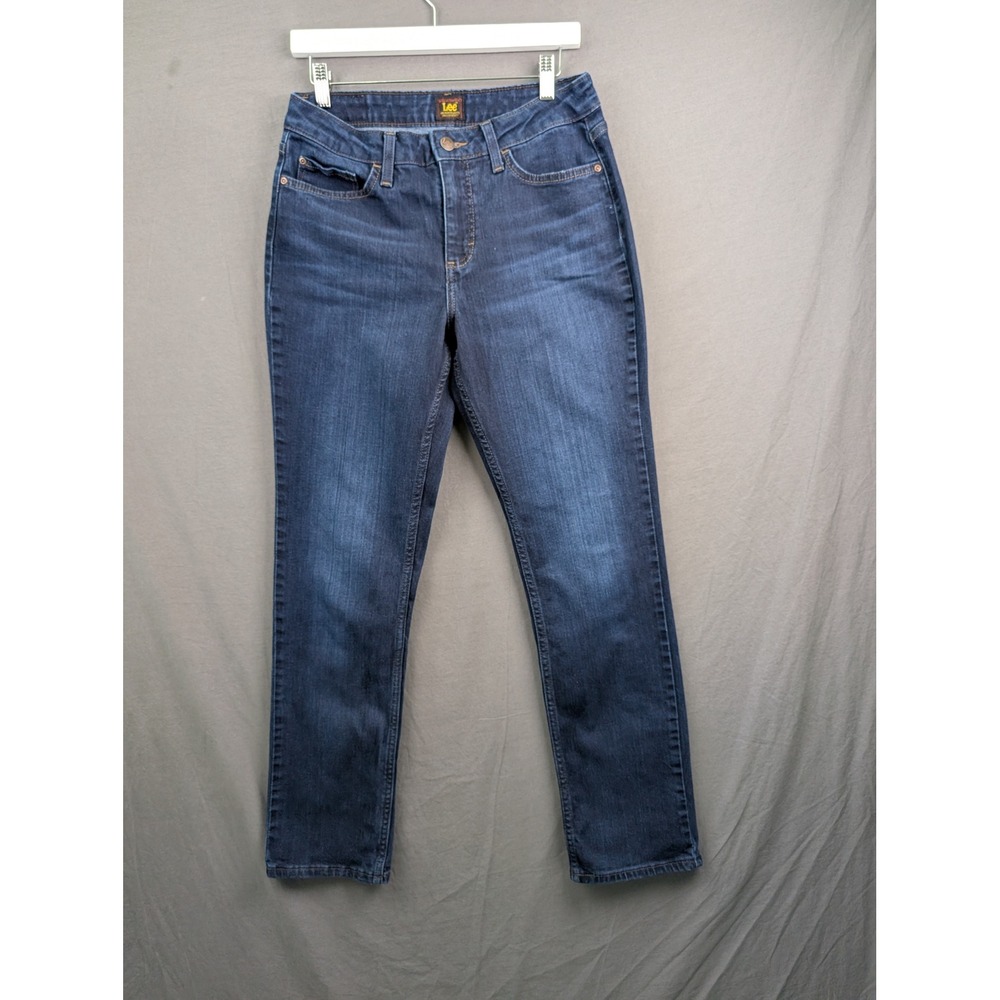 Lee Womens Mid Rise Straight Leg Jeans Dark Wash Blue 101CMSEW2 Size 10M